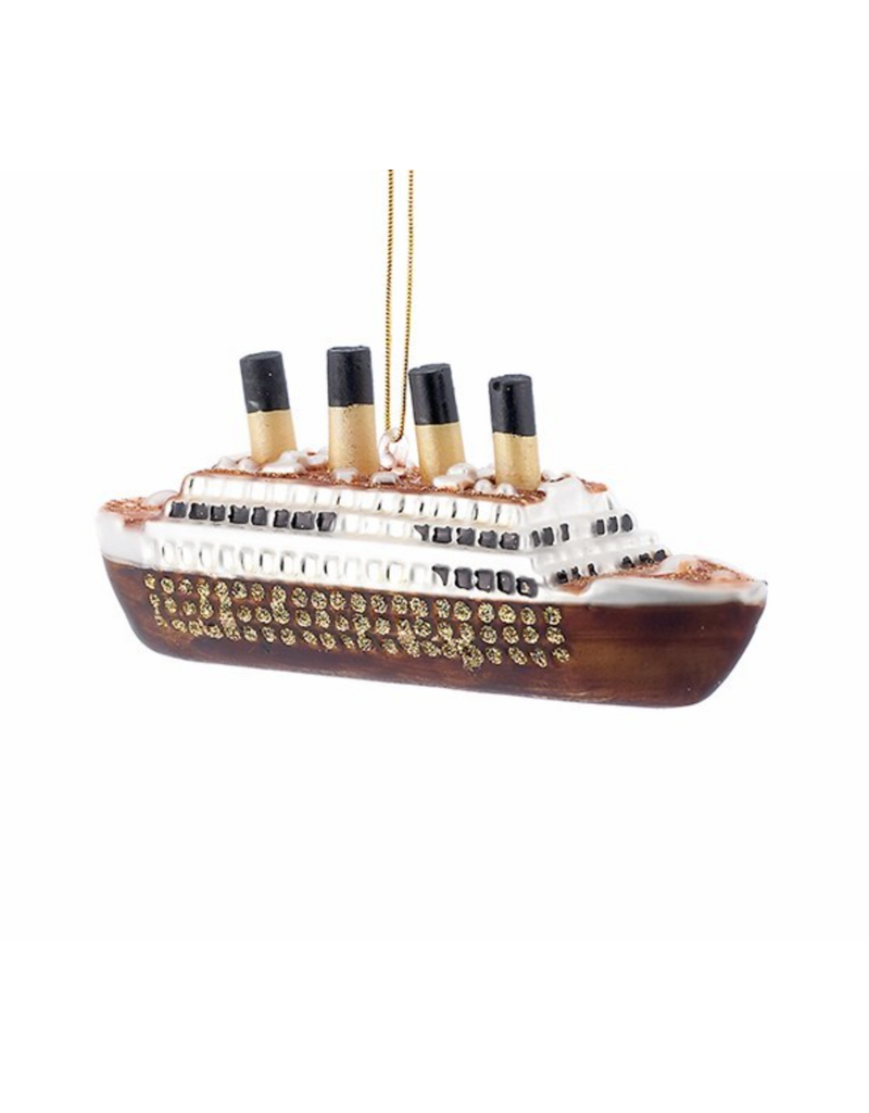 Kurt Adler 5"NOBLE GEMS GLASS TITANIC ORN