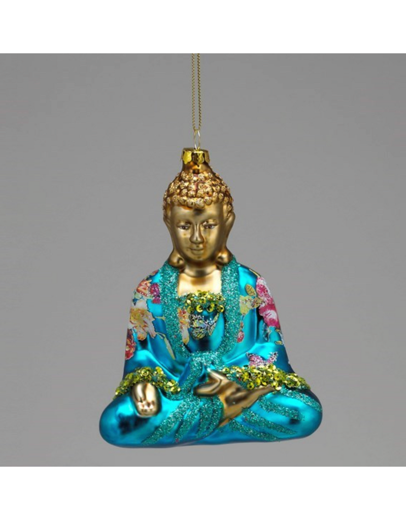 Kurt Adler 5.25"GLASS BUDDHA ORN