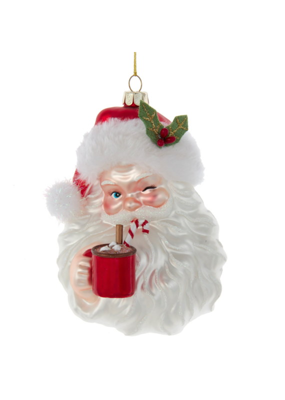 Kurt Adler 5.5"NOBL GEM SANTA FACE W/COCOA MUG