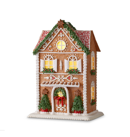 RAZ 13" Lighted Gingerbread House with Trees