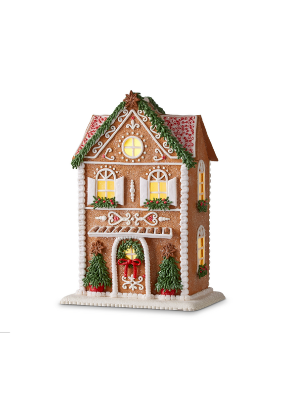 RAZ 13" Lighted Gingerbread House with Trees