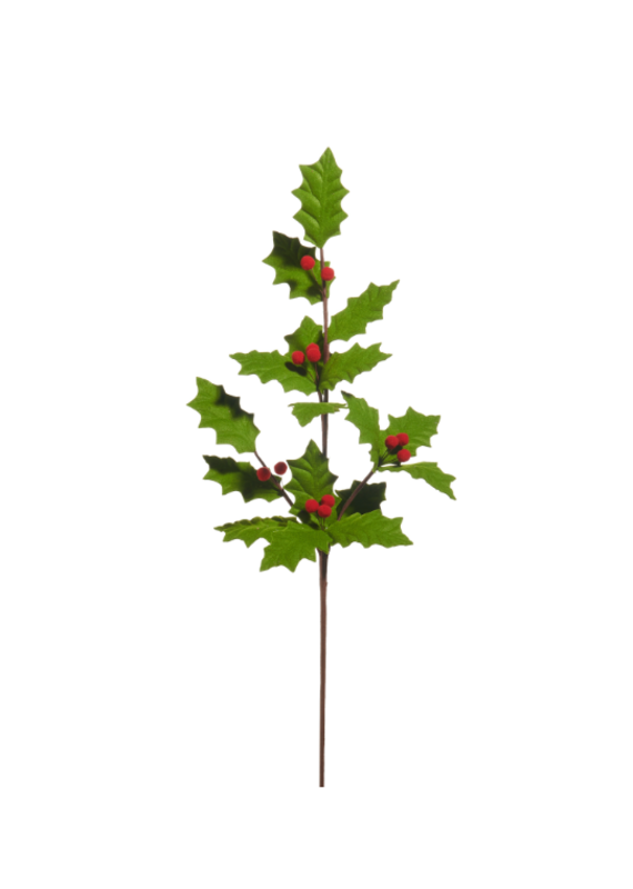 RAZ 30.5" Felt Holly Leaf Spray