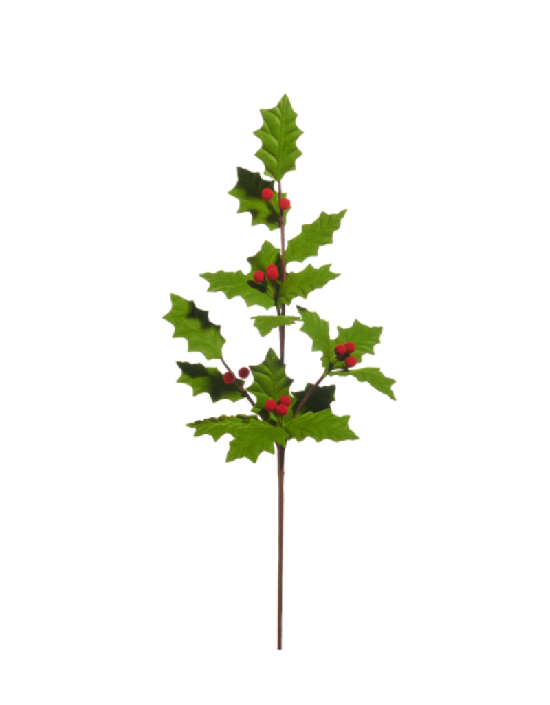 RAZ 30.5" Felt Holly Leaf Spray