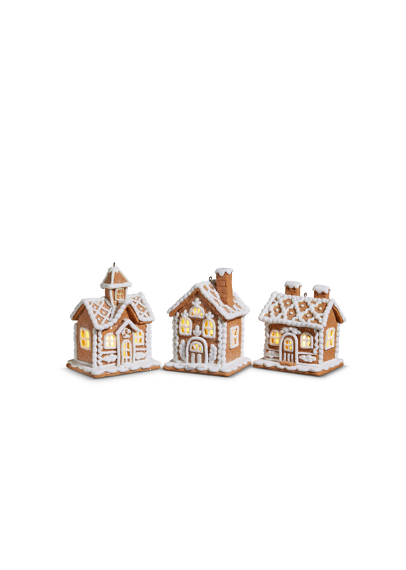 RAZ 4.25" Lighted Gingerbread House Ornament