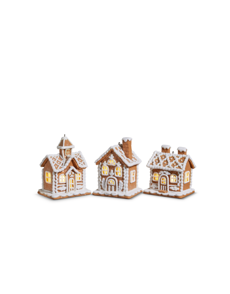 RAZ 4.25" Lighted Gingerbread House Ornament