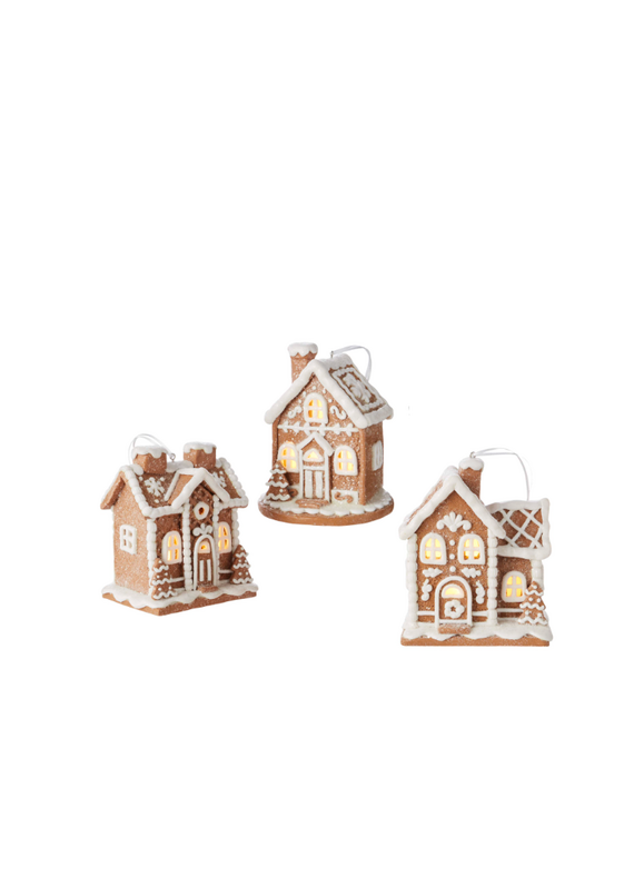 RAZ 5" Lighted Gingerbread House Ornament