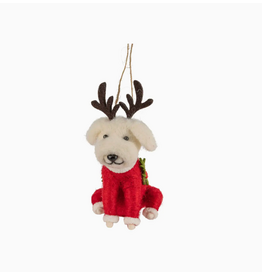 Silver Tree Felt Baby Wht Puppy Orn,Antlers