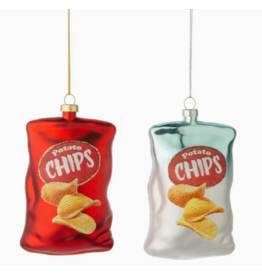 Silver Tree Blown Glass Potato Chip Orns