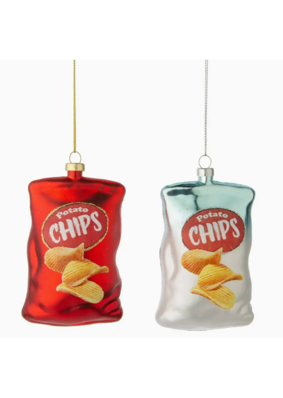 Silver Tree Blown Glass Potato Chip Orns