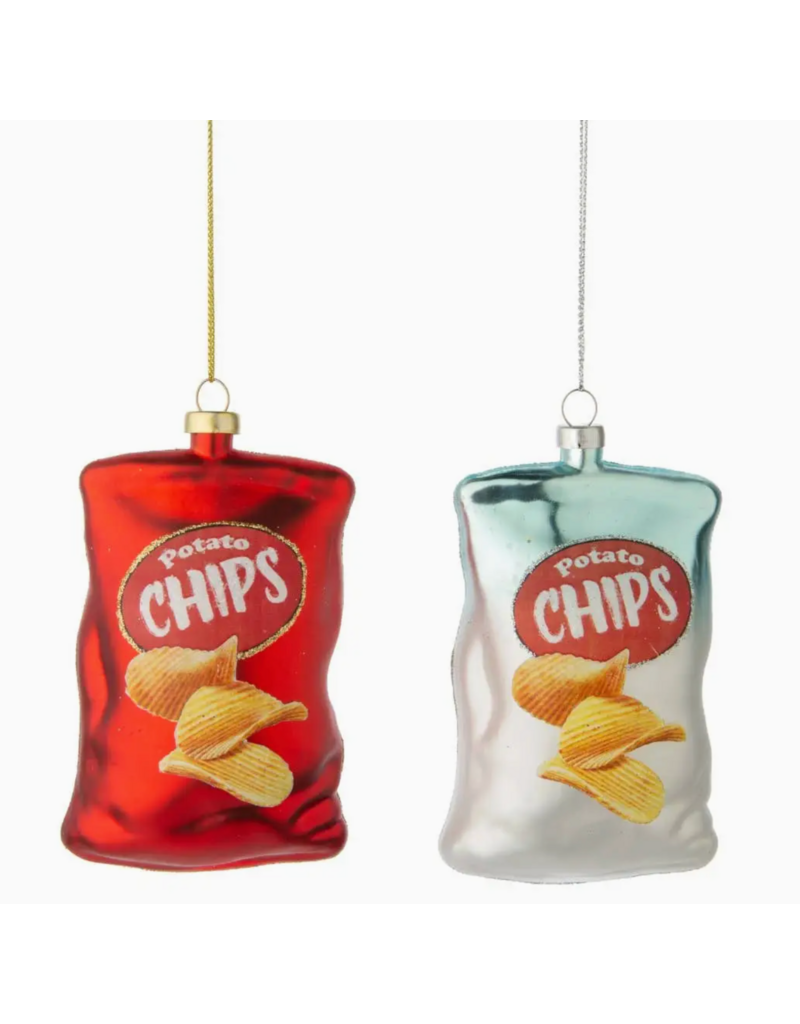 Silver Tree Blown Glass Potato Chip Orns