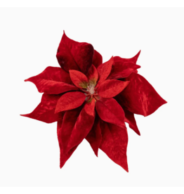 Silver Tree Clip On Red Poinsettia