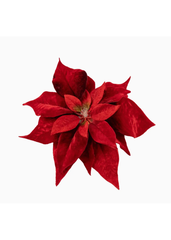 Silver Tree Clip On Red Poinsettia