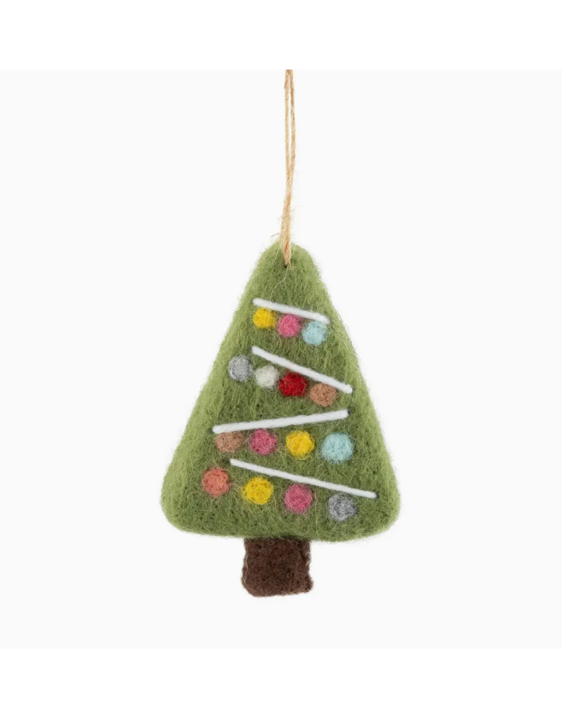 Silver Tree Felt Christmas Tree Orn/Colored Balls