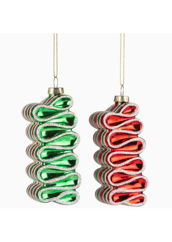 Silver Tree Glass Candy Toffee Swirl Orn