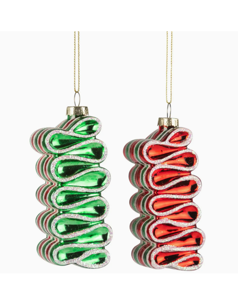 Silver Tree Glass Candy Toffee Swirl Orn