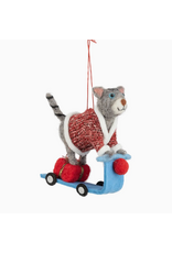 Silver Tree Gray Felt Cat w/Scooter
