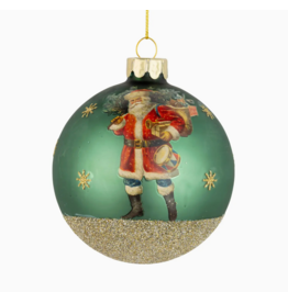 Silver Tree Santa Ball Ornament-Green