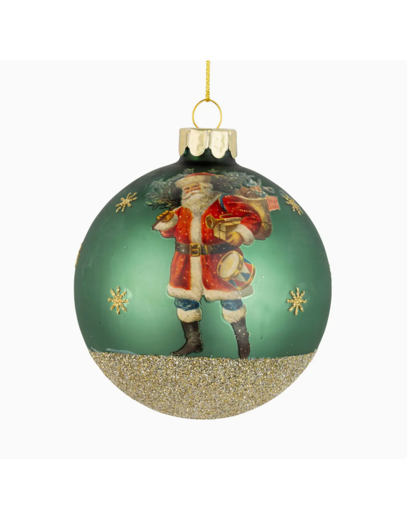 Silver Tree Santa Ball Ornament-Green