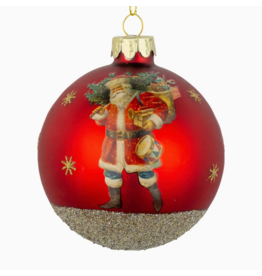 Silver Tree Santa Ball Ornament-Red