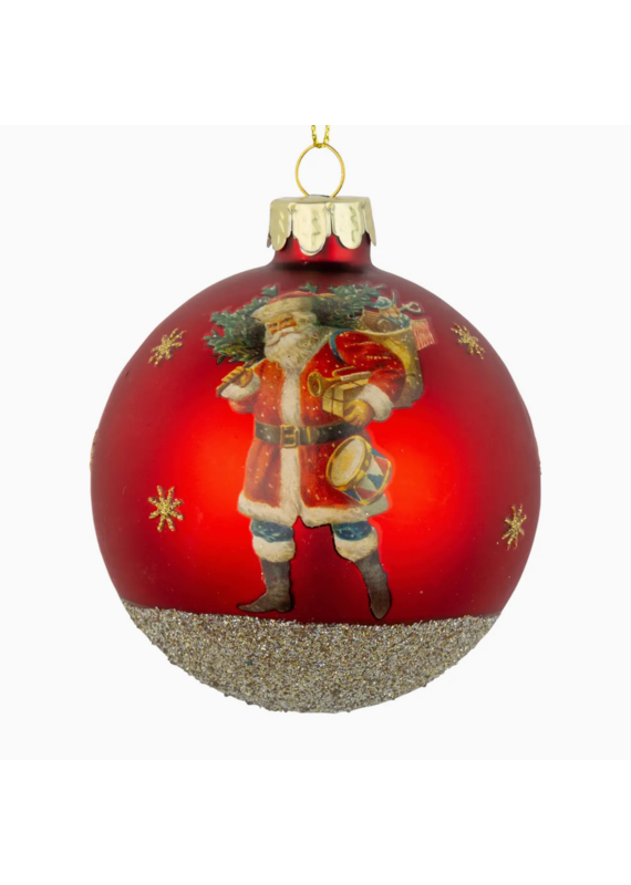 Silver Tree Santa Ball Ornament-Red