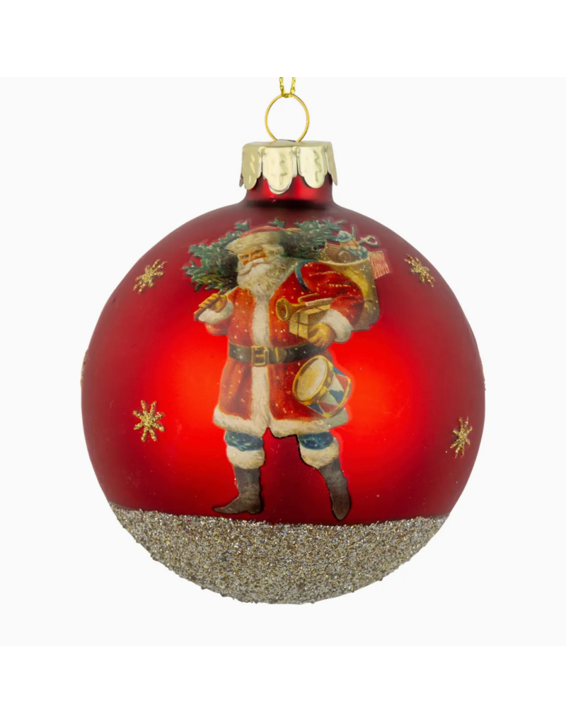 Silver Tree Santa Ball Ornament-Red