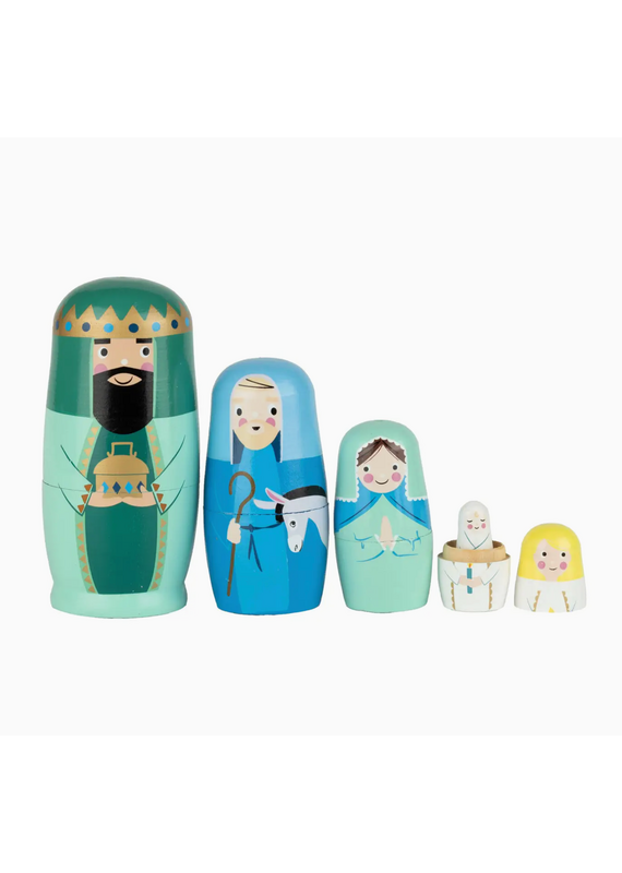 Silver Tree Wooden Nativity Nesting Dolls