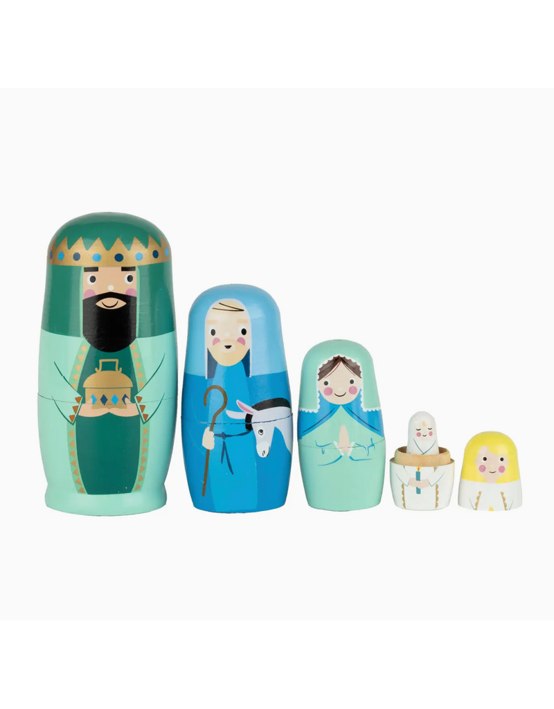 Silver Tree Wooden Nativity Nesting Dolls