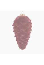 Silver Tree Burgundy Flock Pinecone Ornament
