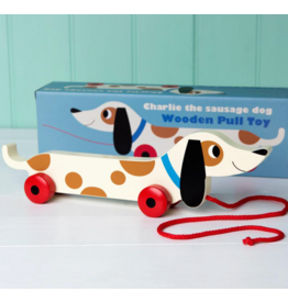 Rex London wooden pull toy - charlie the sausage dog