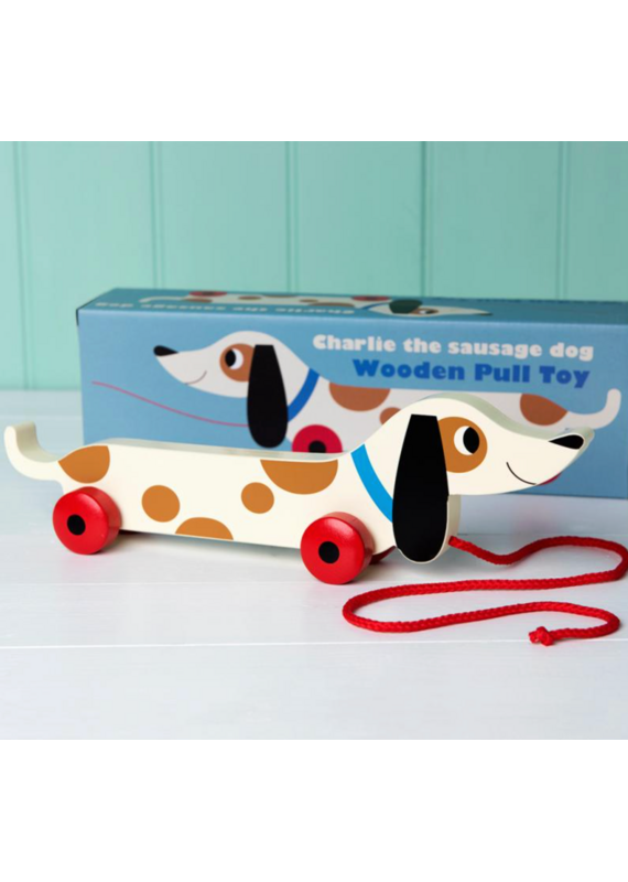 Rex London wooden pull toy - charlie the sausage dog
