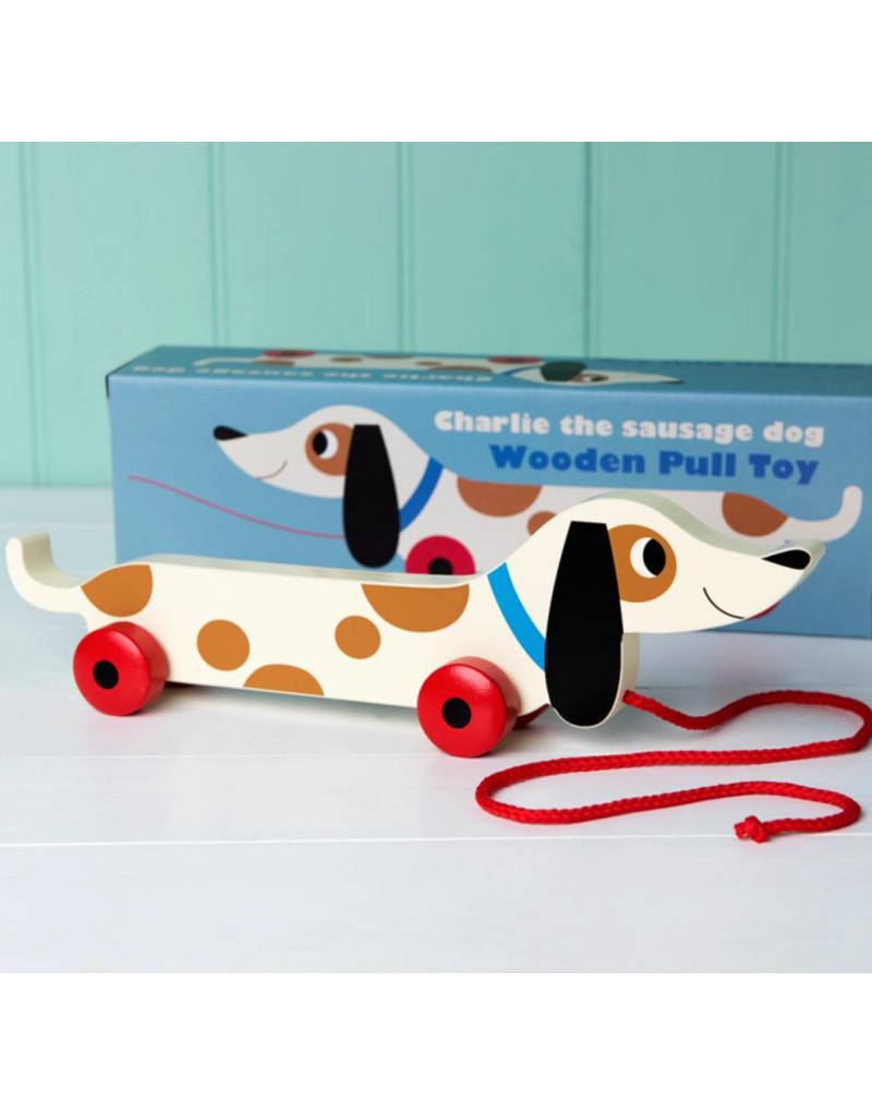 Rex London wooden pull toy - charlie the sausage dog