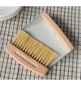 Rex London wooden table brush and pan set- soft grey