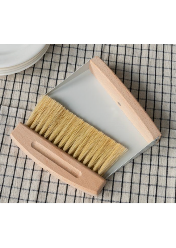 Rex London wooden table brush and pan set- soft grey