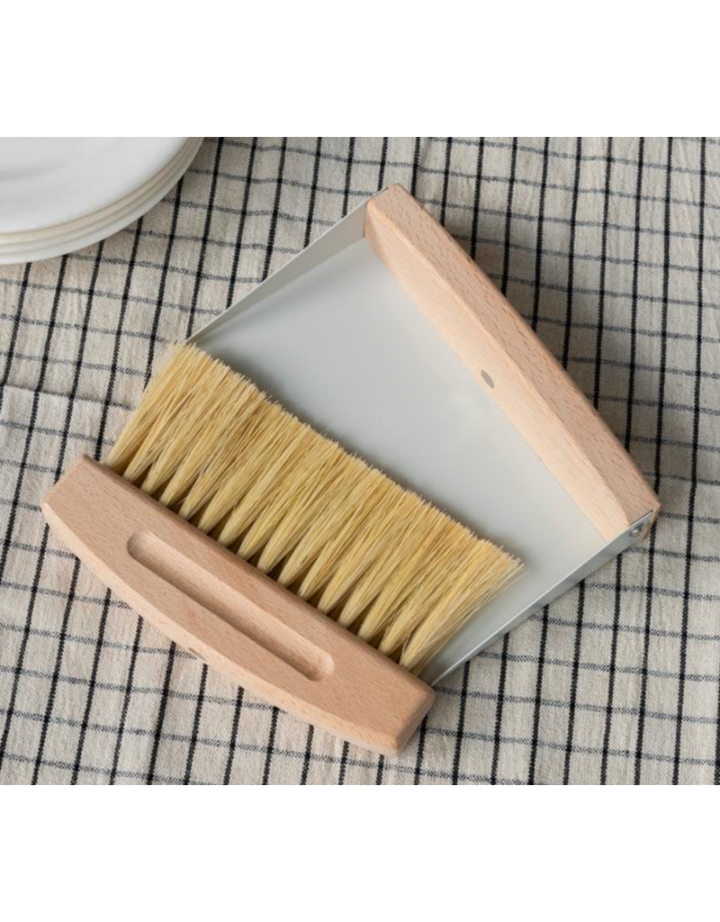 Rex London wooden table brush and pan set- soft grey