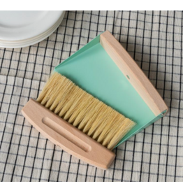 Rex London wooden table brush and pan set- pistachio green