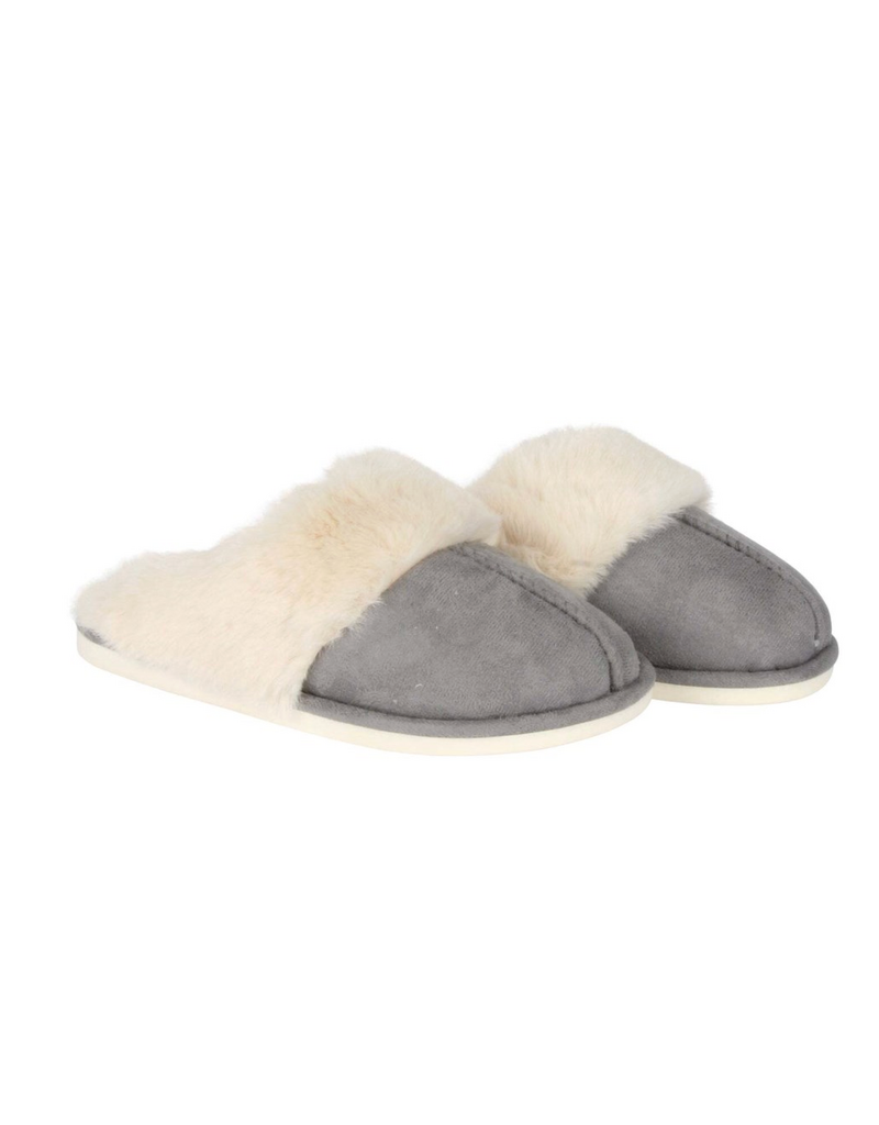 Harman Aspen Sherpa Lined Scuff Slipper-Grey