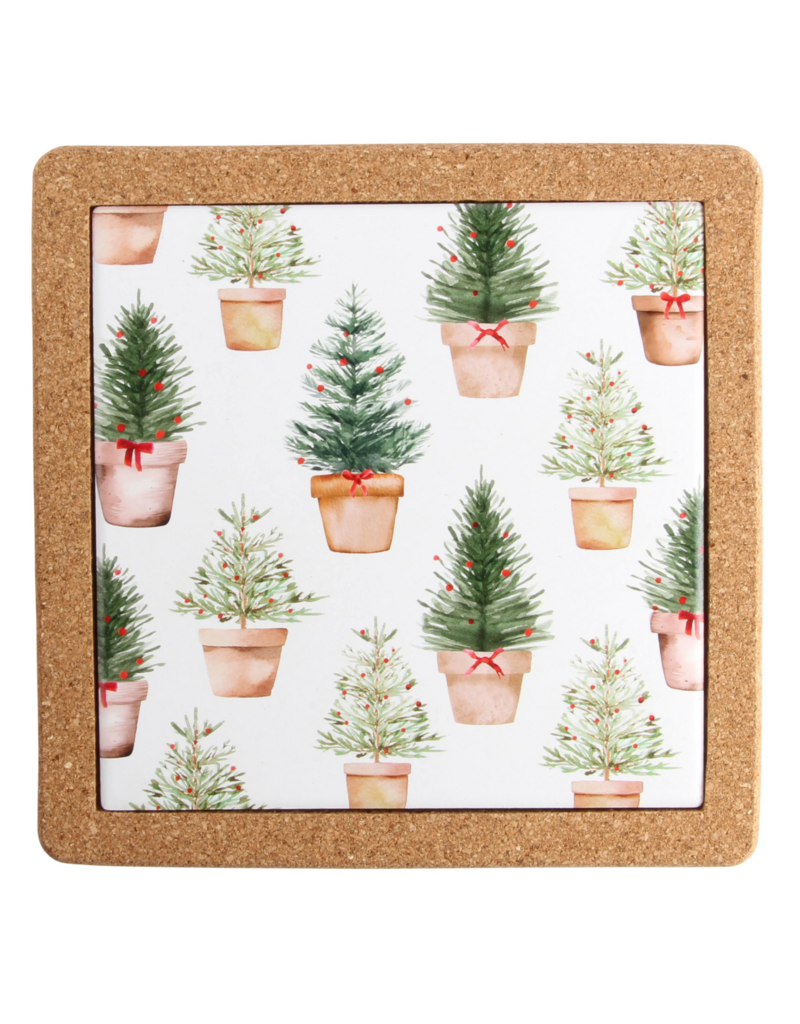 Harman Holiday Trees In Pots Ceramic & Cork Trivet