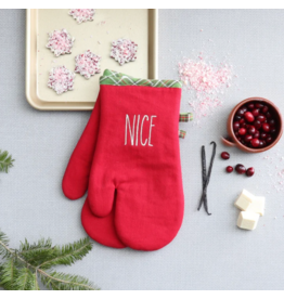 Harman Naughty Nice Slim Script Oven Mitt-Set Of 2