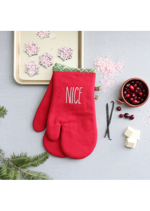 Harman Naughty Nice Slim Script Oven Mitt-Set Of 2