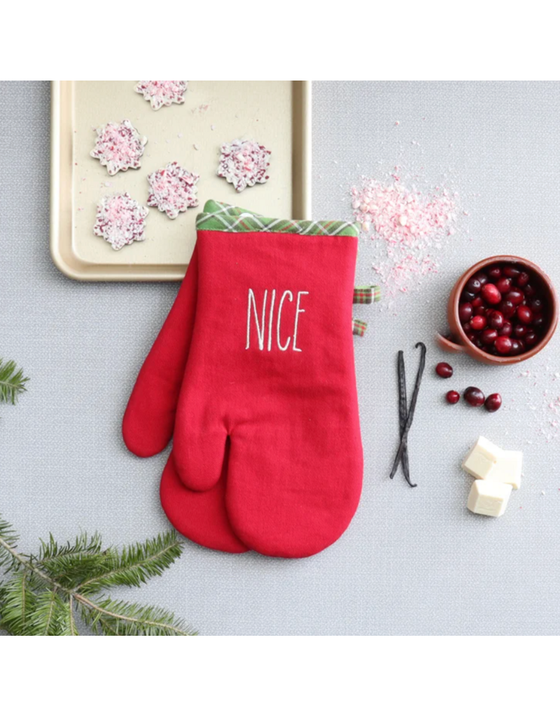 Harman Naughty Nice Slim Script Oven Mitt-Set Of 2