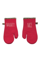 Harman Naughty Nice Slim Script Oven Mitt-Set Of 2