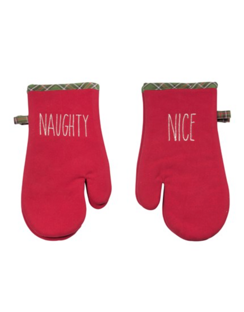 Harman Naughty Nice Slim Script Oven Mitt-Set Of 2