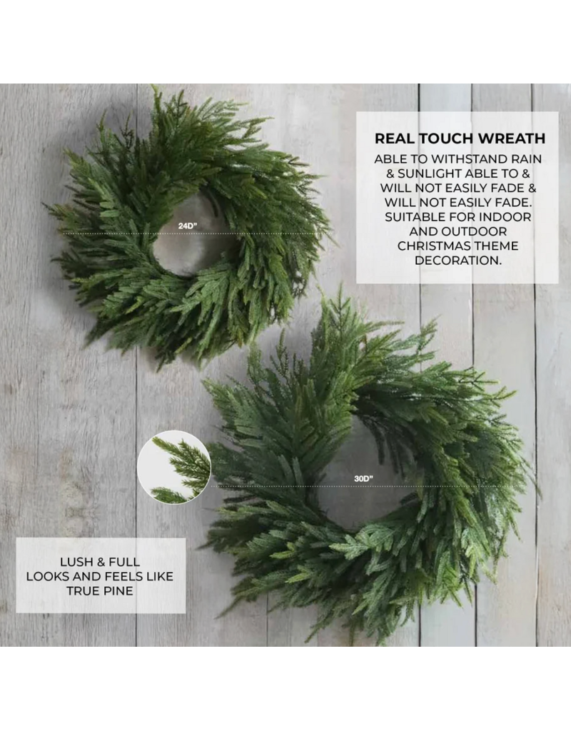 Harman Norfolk Real Touch Pine Wreath 32"-Green