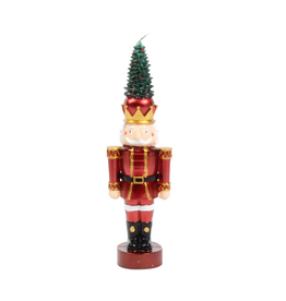 Harman Nutcracker Tree Shaped Candle-Metallic Red