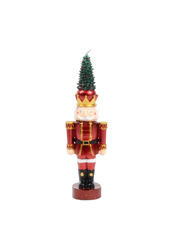 Harman Nutcracker Tree Shaped Candle-Metallic Red