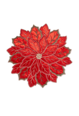 Harman Poinsettia Emroidered Placemat-Red