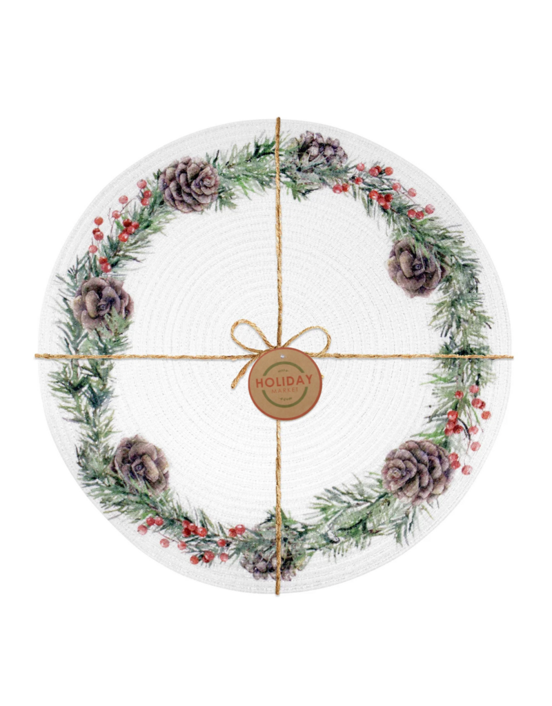Harman Shimmer Wreath Round Placemat-Set Of 4