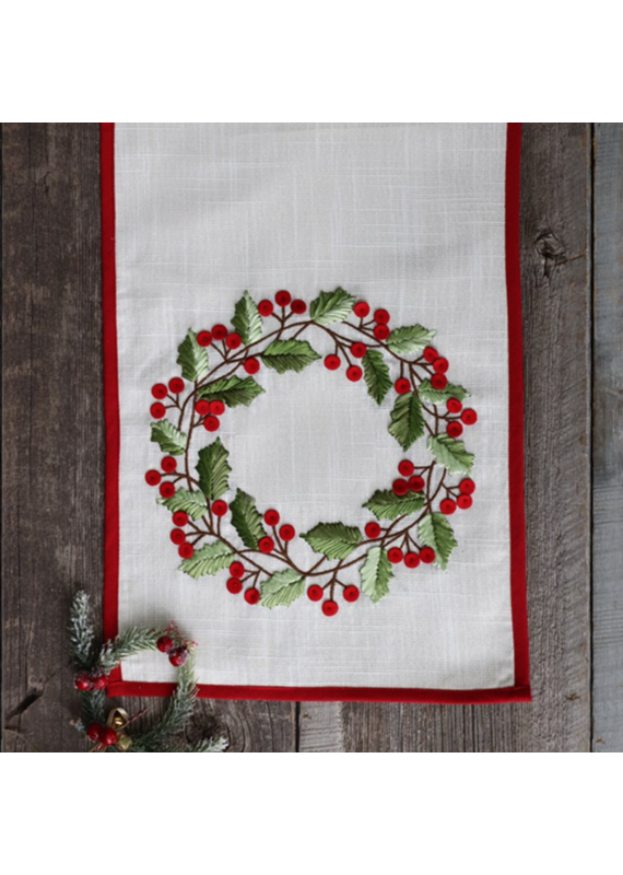 Harman Wreath Embroidered Table Runner