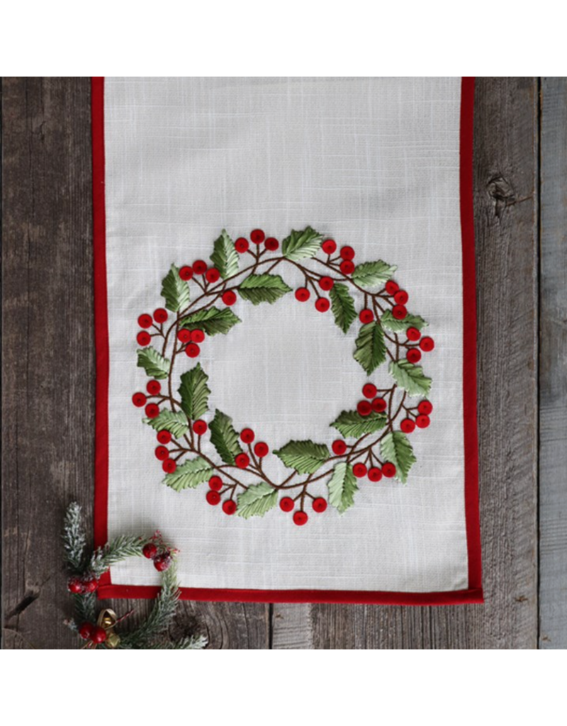 Harman Wreath Embroidered Table Runner