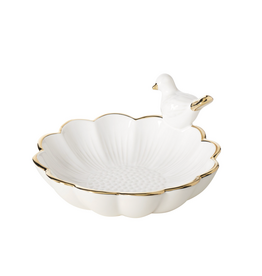 Torre & Tagus Perched Bird Gold Trim Flower